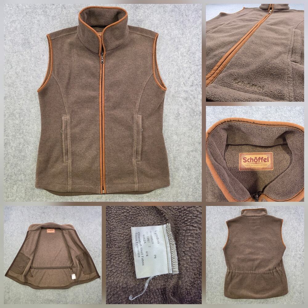 Schöffel Lyndon Vest Womens 8 Brown‎ Fleece Collared Full Zip Outdoor Gilet